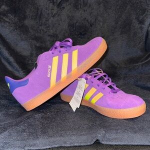 Adidas Gazelle Purple and Yellow Sneakers